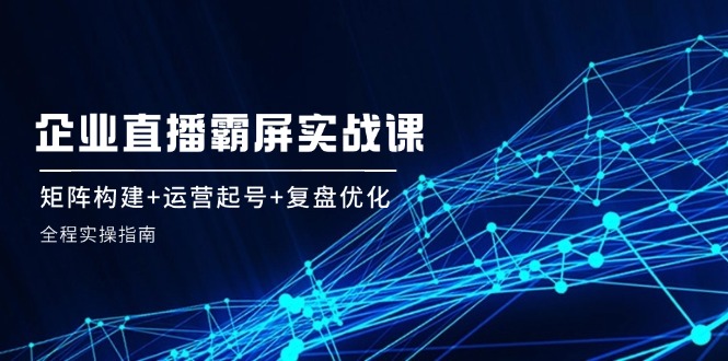 （12338期）企 业 直 播 霸 屏实战课：矩阵构建+运营起号+复盘优化，全程实操指南-理想项目库